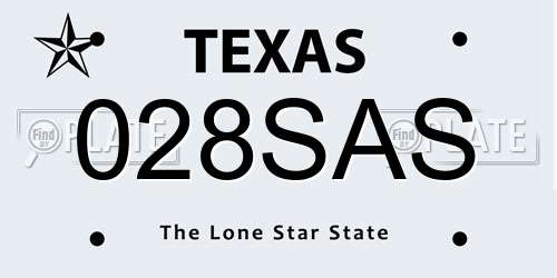 028SAS Texas License Plate