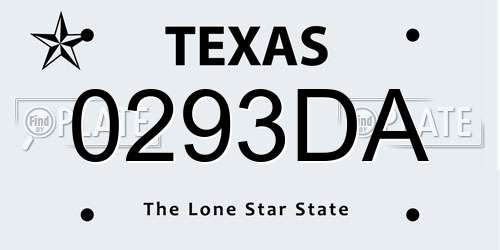 0293DA Texas License Plate