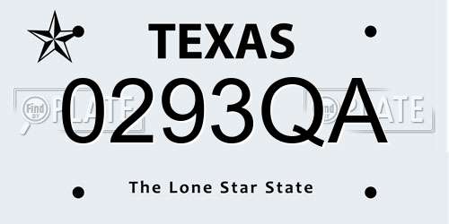 0293QA Texas License Plate