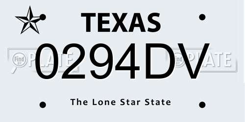 0294DV Texas License Plate
