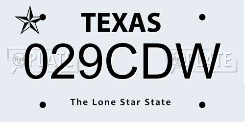 029CDW Texas License Plate