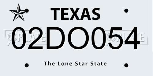 02DO054 Texas License Plate