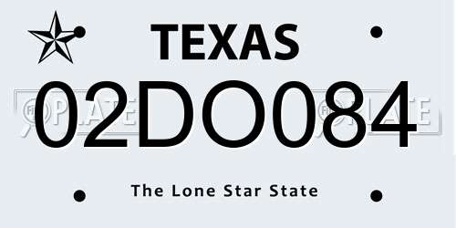 02DO084 Texas License Plate