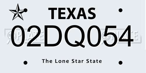 02DQ054 Texas License Plate