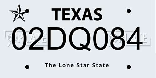 02DQ084 Texas License Plate
