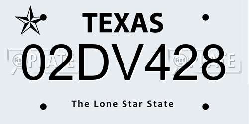 02DV428 Texas License Plate