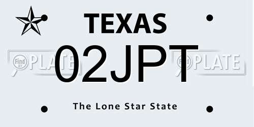 02JPT Texas License Plate