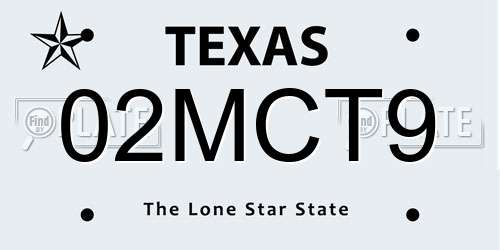 02MCT9 Texas License Plate