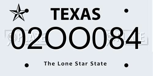02OO084 Texas License Plate