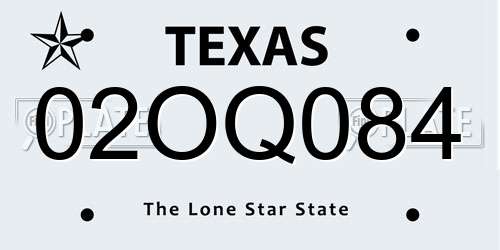 02OQ084 Texas License Plate
