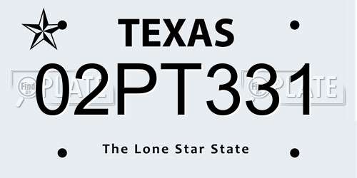 02PT331 Texas License Plate