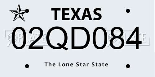 02QD084 Texas License Plate