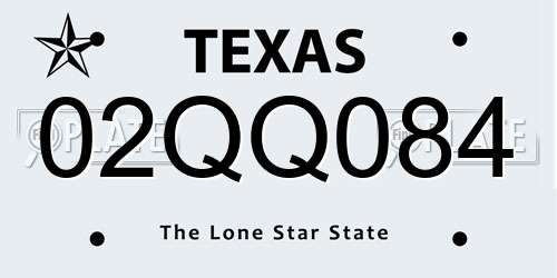 02QQ084 Texas License Plate