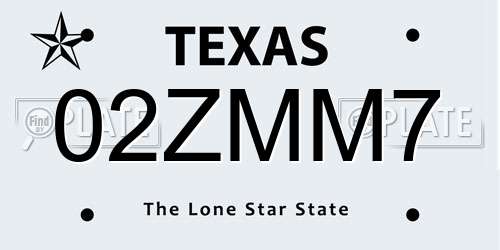 02ZMM7 Texas License Plate