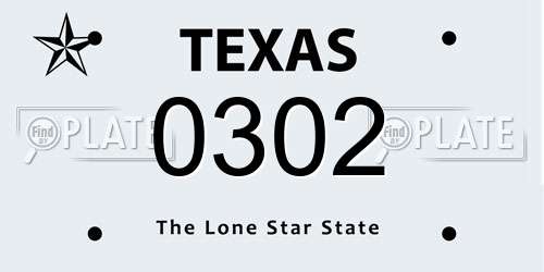 0302 Texas License Plate