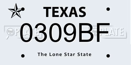 0309BF Texas License Plate