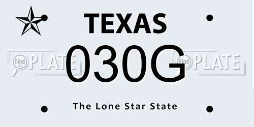 030G Texas License Plate