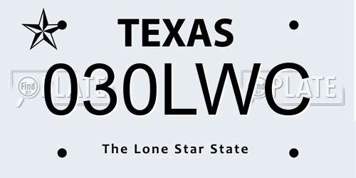030LWC Texas License Plate