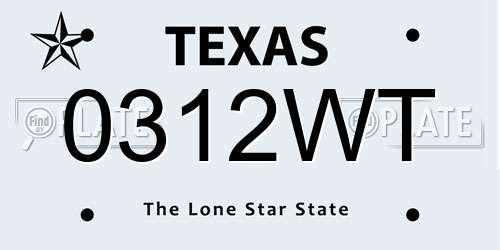 0312WT Texas License Plate