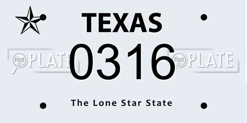 0316 Texas License Plate