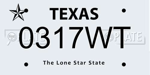 0317WT Texas License Plate