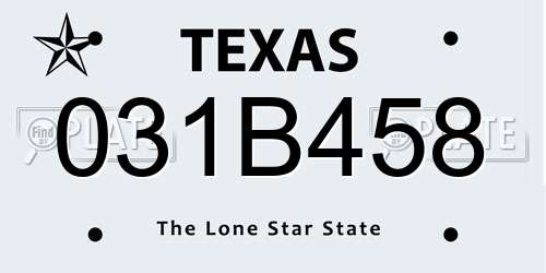 031B458 Texas License Plate
