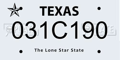 031C190 Texas License Plate