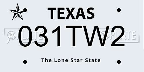 031TW2 Texas License Plate