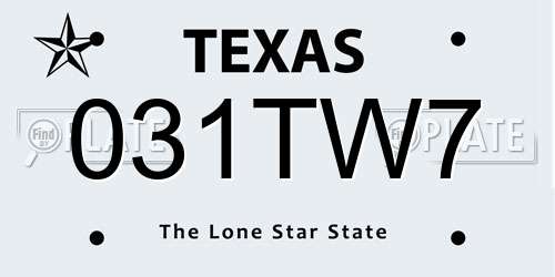 031TW7 Texas License Plate