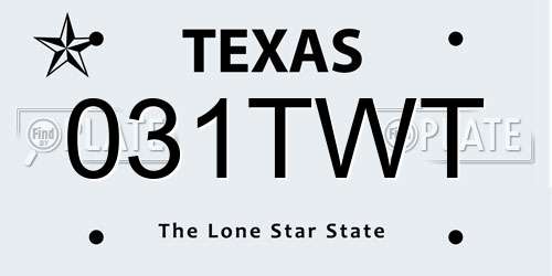 031TWT Texas License Plate
