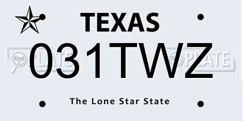 031TWZ Texas License Plate