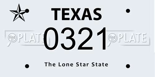 0321 Texas License Plate