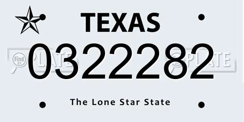 0322282 Texas License Plate
