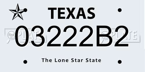 03222B2 Texas License Plate