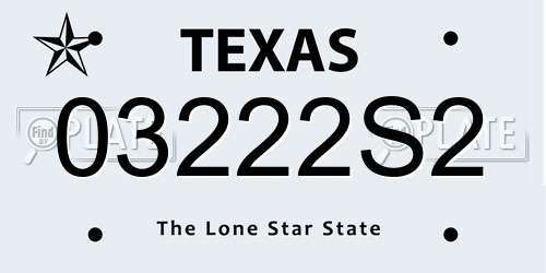 03222S2 Texas License Plate