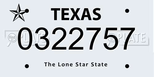 0322757 Texas License Plate