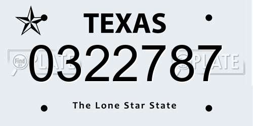 0322787 Texas License Plate
