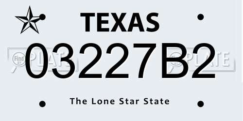 03227B2 Texas License Plate