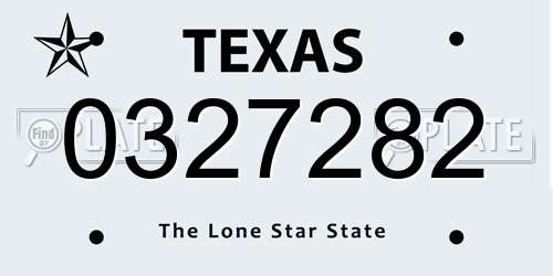 0327282 Texas License Plate