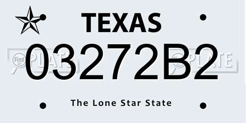 03272B2 Texas License Plate