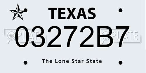 03272B7 Texas License Plate