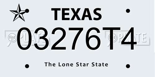 03276T4 Texas License Plate