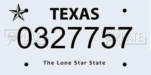 0327757 Texas License Plate