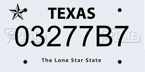 03277B7 Texas License Plate