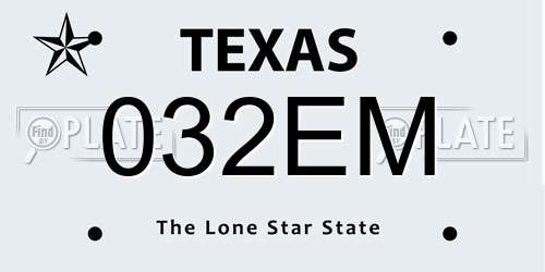 032EM Texas License Plate