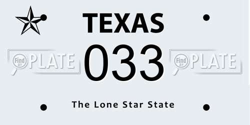 033 Texas License Plate
