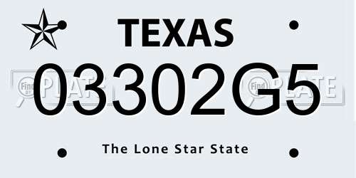 03302G5 Texas License Plate