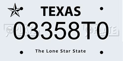 03358T0 Texas License Plate