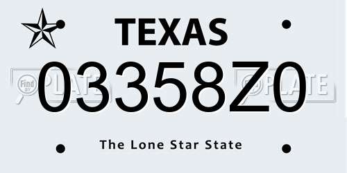 03358Z0 Texas License Plate