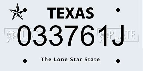 033761J Texas License Plate